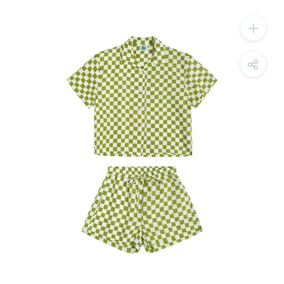 Holiday Pajama Short Set - Olive check - Picture 4 of 11